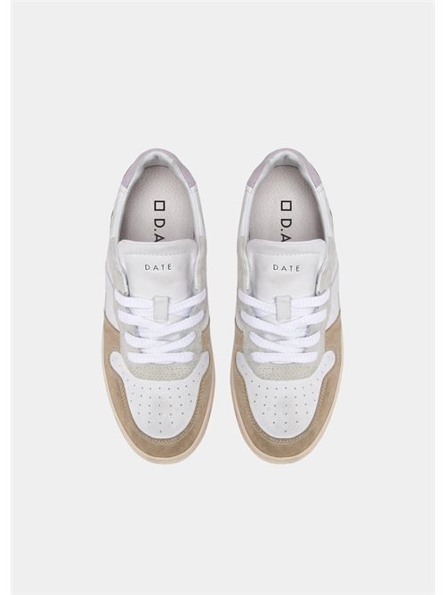 Scarpe in pelle da donna  colore bianco platino DATE | COURT 2.0 LAMINATEDWHITE/PLATINUM